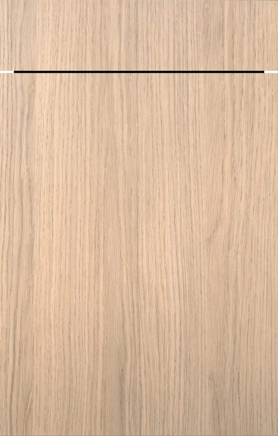 Natural-inspired laminate front in AV 2040 Light Fine Oak, pale straight grain