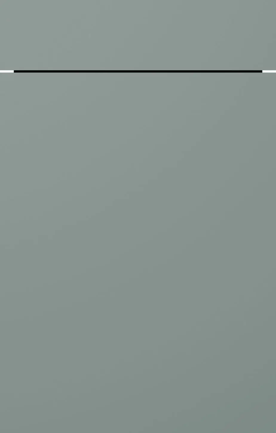 Double-lacquer cabinet front in AV 6000 Eucalyptus, muted blue-green