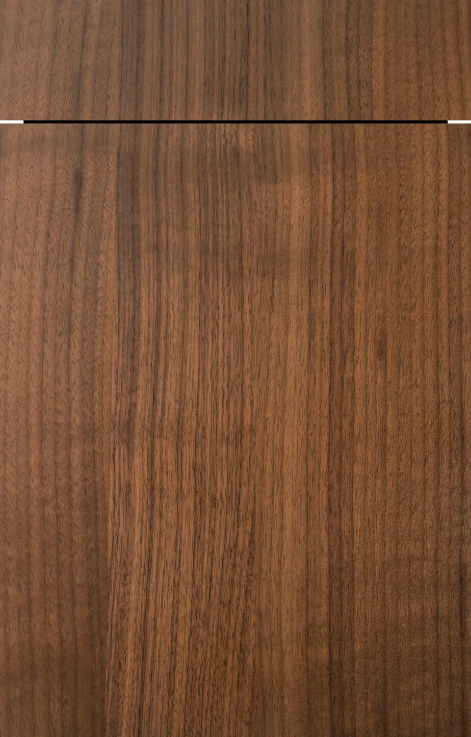 Real wood veneer front in AV 6088 Elegant Walnut, deep brown open grain